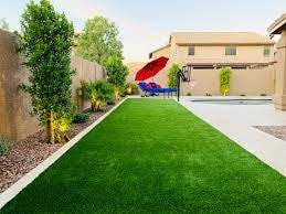 after photo of a neatly installed synthetic grass