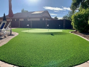 fake grass installed in a frontyard